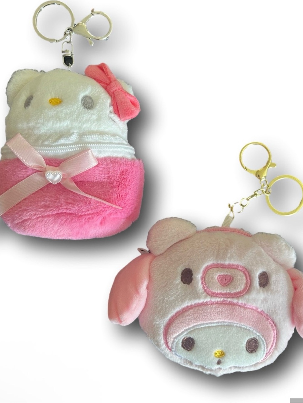 2 Hello Kitty My Plush Pouch - Attach to bag or Backpack Back to School
